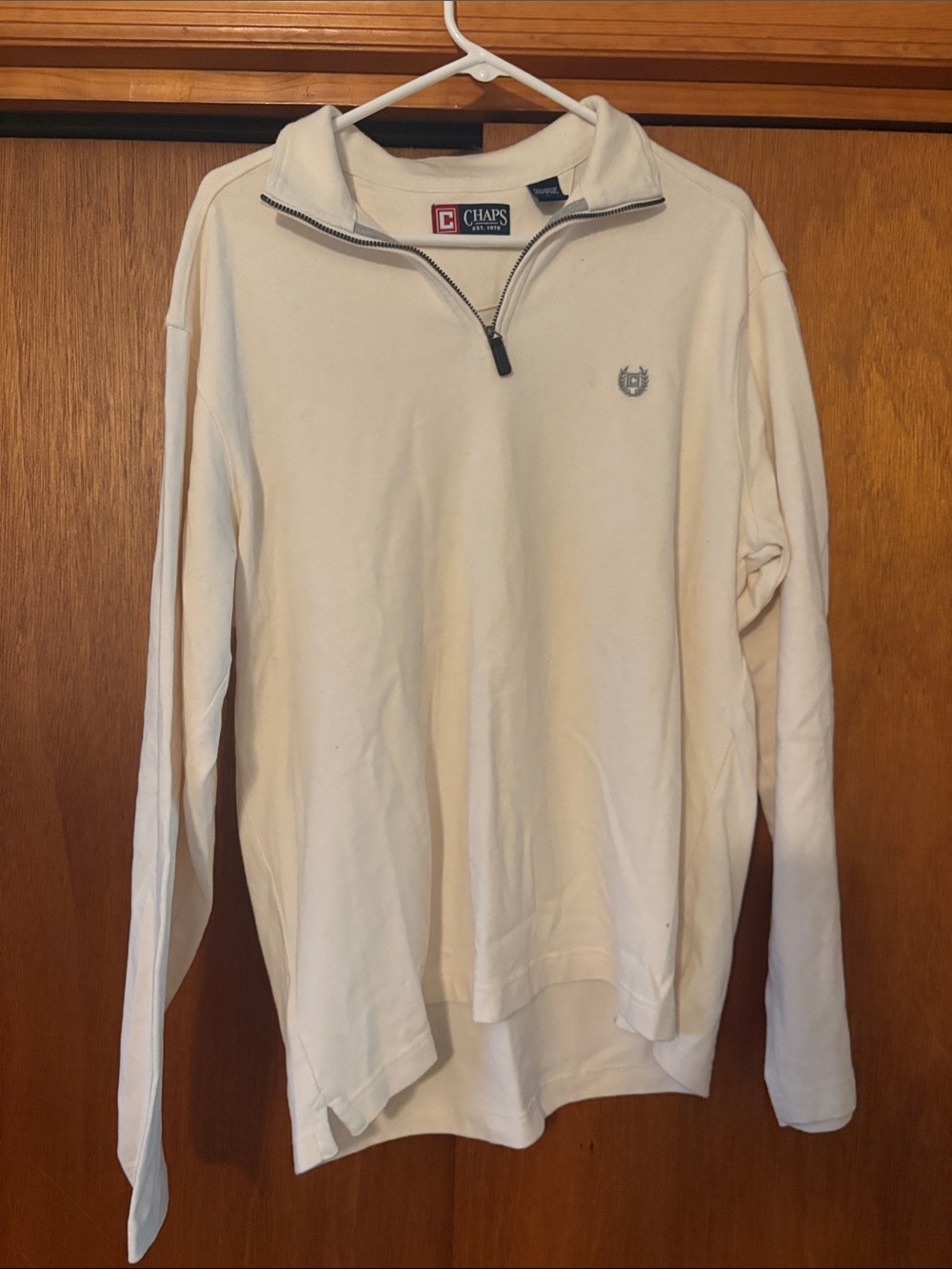 Chaps Men’s Cream Quarter-Zip Pullover Sweater